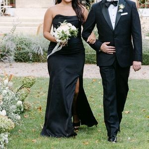 Bella Bridesmaid Hayley Paige Occasions Black Crepe De Chine. Size 8